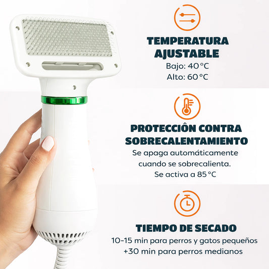 DryBrush Pet - Seca y desenreda sin asustar a tu mascota