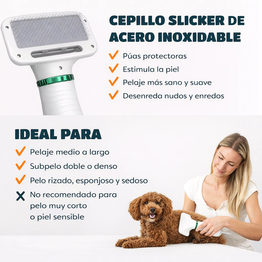 DryBrush Pet - Seca y desenreda sin asustar a tu mascota